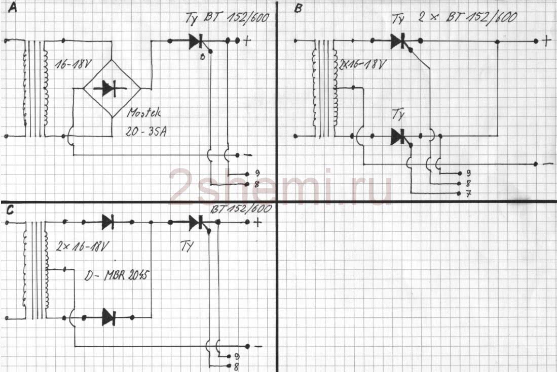 Схема зарядного устройства на тиристоре ку202н и кт117