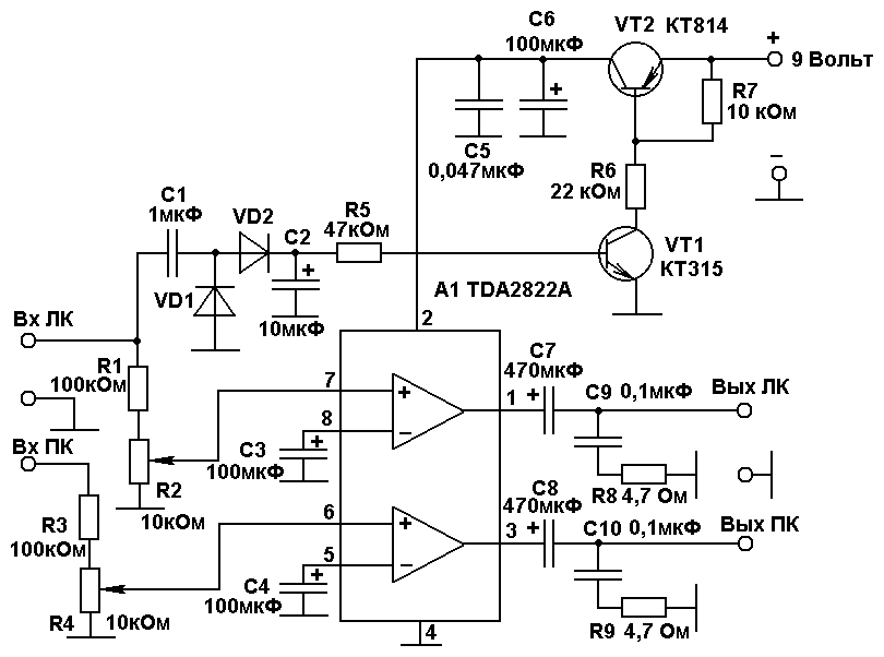 Схема включения ad823